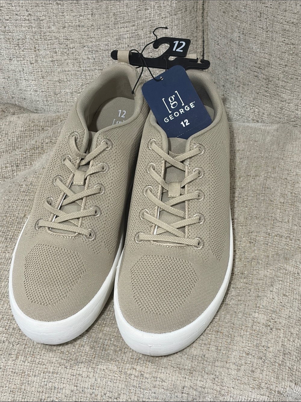 George Men’s Knit Sneakers in Beige with White Sole